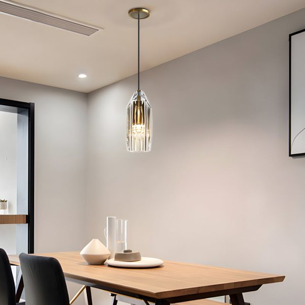 1-Light Clear Single Geometric Pendant with Crystal Accents - Image 3