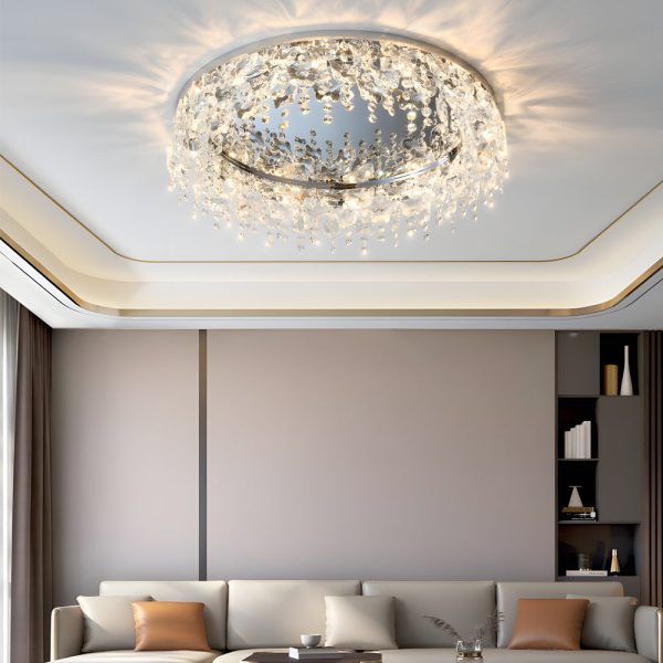 Round Crystal Pendant Tassels 3 Step Dimming Simple Modern Ceiling Lamp - Image 3