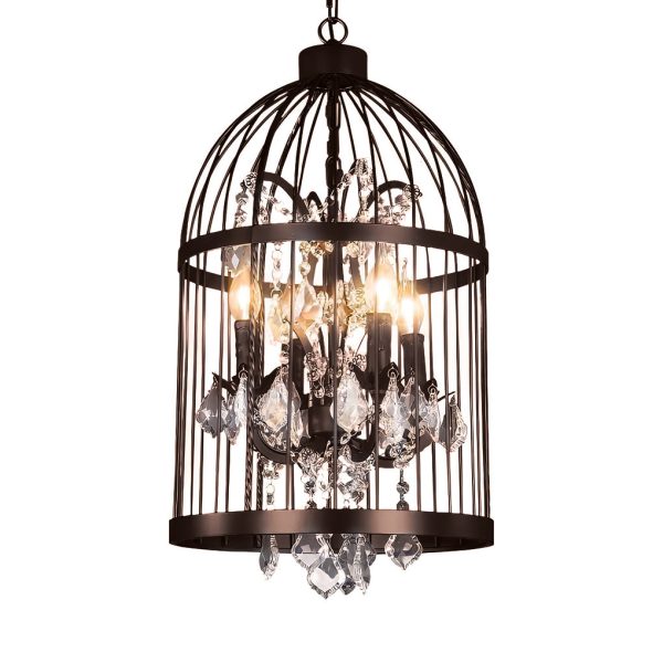 Birdcage Iron Crystal Ornaments Retro Industrial Style Chandelier Light - Image 9