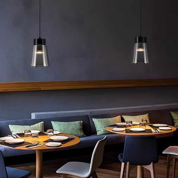 Minimalist Smoke Gray Glass Shade Cob Modern Pendant Lights Chandelier - Image 4