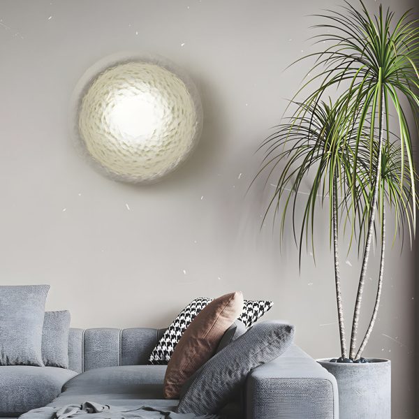Japanese White Round 1-Light Wall Sconce, 3 Sizes - Image 3