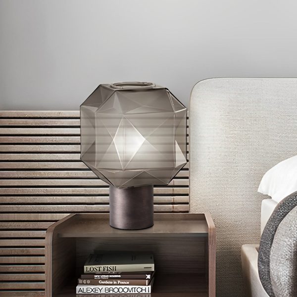 1-Light Cylinder and Cubo Smoke Glass Orb Modern Table Lamp - Image 2