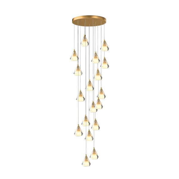 Creative Crystal Shade Three Step Dimming Nordic Staircase Chandelier - Image 8