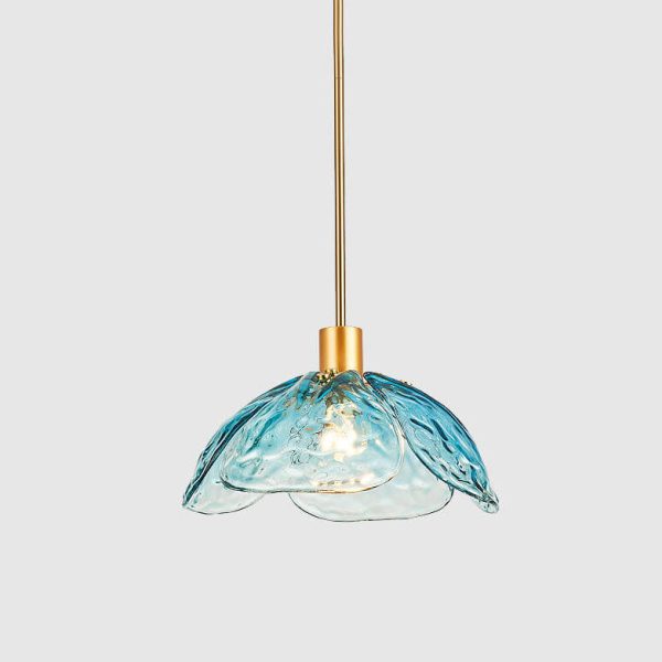 Modern Flower Petal Stained Glass 1-Light Pendant Light - Image 17