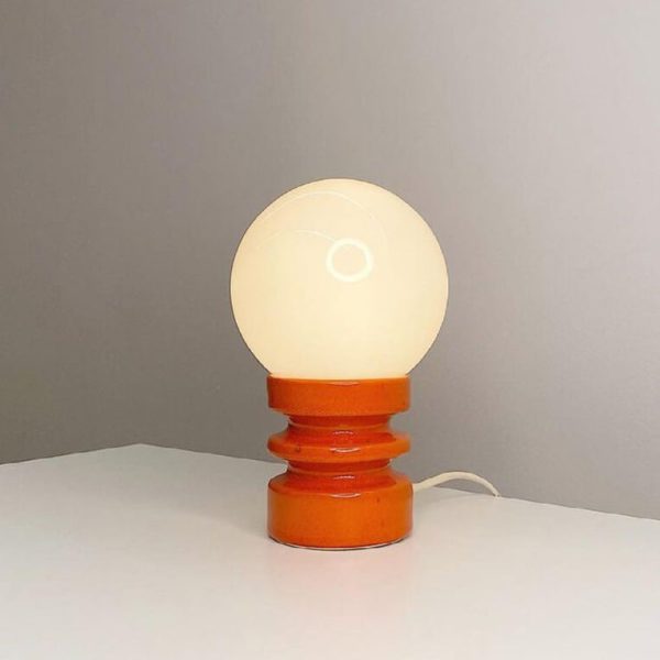 Vintage Orange Solid Glass 1-Light Table Lamp - Image 15