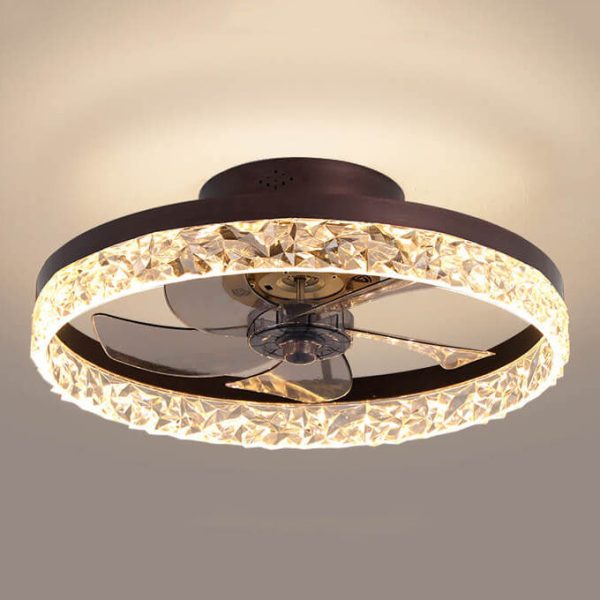Modern Circle Ring LED Semi-Flush Mount Ceiling Fan Light - Image 14
