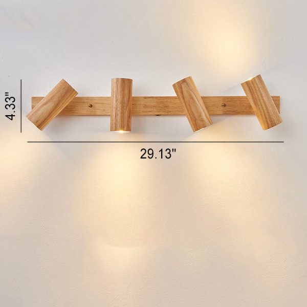 Japanese Minimalist Solid Wood Spotlight Track 1/3/4 Light Flush Mount Ceiling Light - Image 12