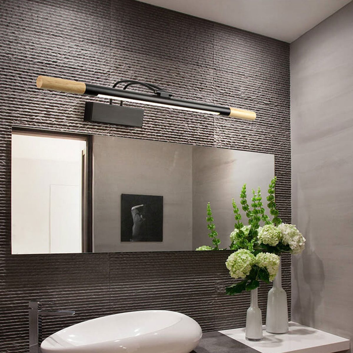 Nordic Solid Wood Curved Arm Long Vanity Light LED Wall Sconce Lamp - Image 17