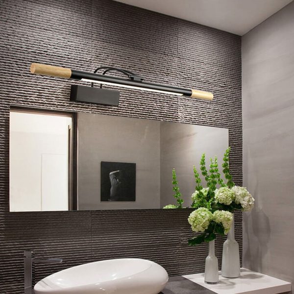 Nordic Solid Wood Curved Arm Long Vanity Light LED Wall Sconce Lamp - Image 17
