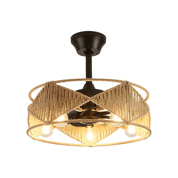20-in Hemp Rope-Woven Caged Ceiling Fan with Light and Remote, 6-Speed - Image 15