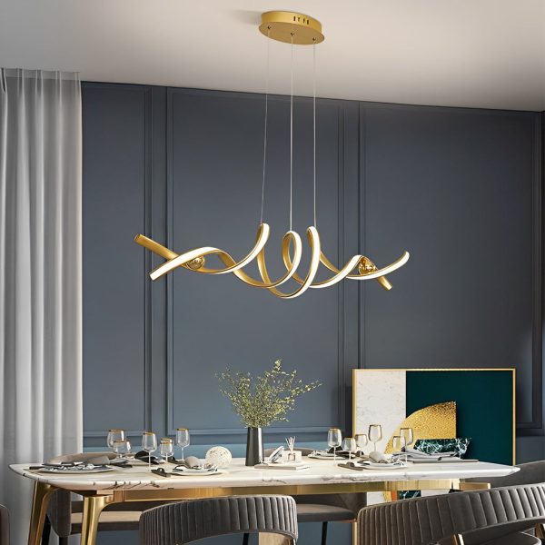 Wave Strip Twisted Creative Stepless Dimming LED Nordic Chandelier Light - Image 4