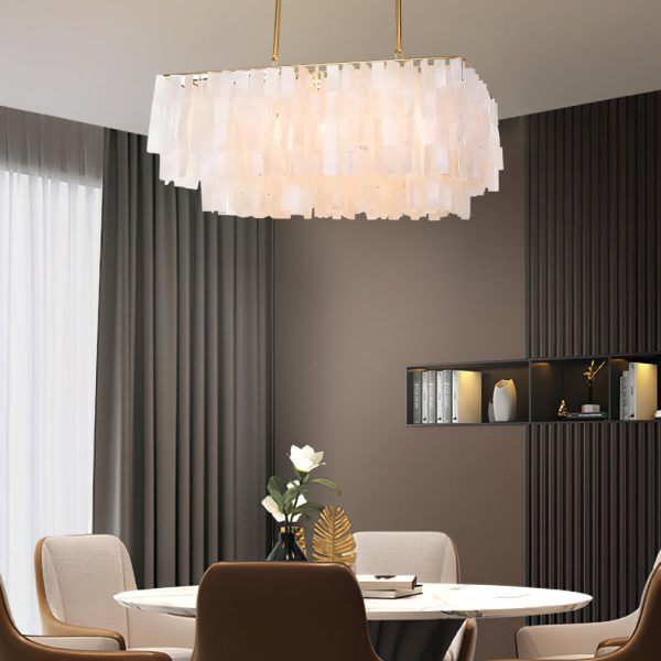 Traditional Classic Metal Capiz Shell Chandelier 3 Bulbs - Image 3