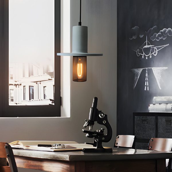 Nordic Minimalist Retro Industrial Cement & Mesh LED Pendant Light - Image 2