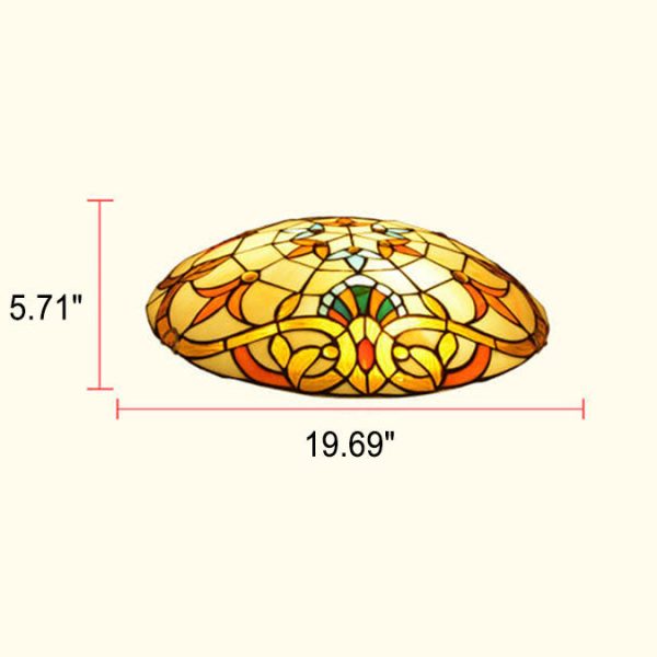 European Tiffany Baroque Round Stained Glass 2/3/4 Light Flush Mount Ceiling Light - Image 11