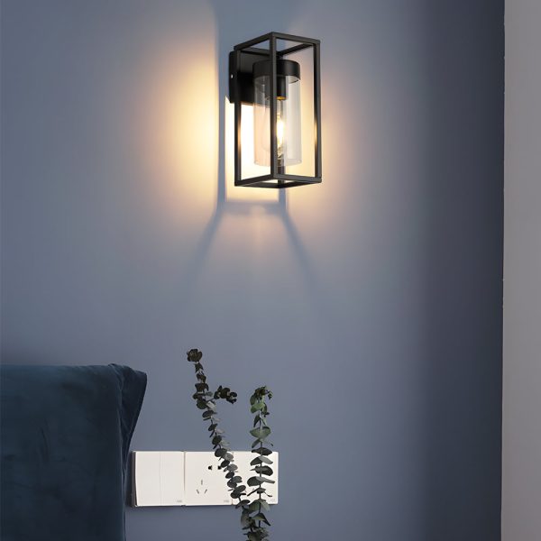 Black Iron Frame Retro Glass Cover Industrial Wall Sconces Lighting - Image 3