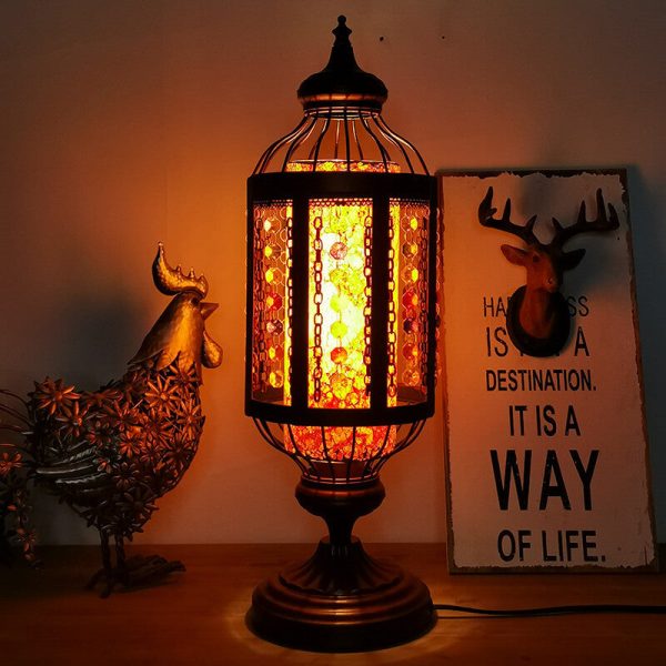 Vintage Turkish Stained Glass Lantern 1-Light Table Lamp - Image 16