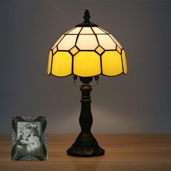 Vintage Tiffany Mediterranean Stained Glass 1-Light Table Lamp - Image 2