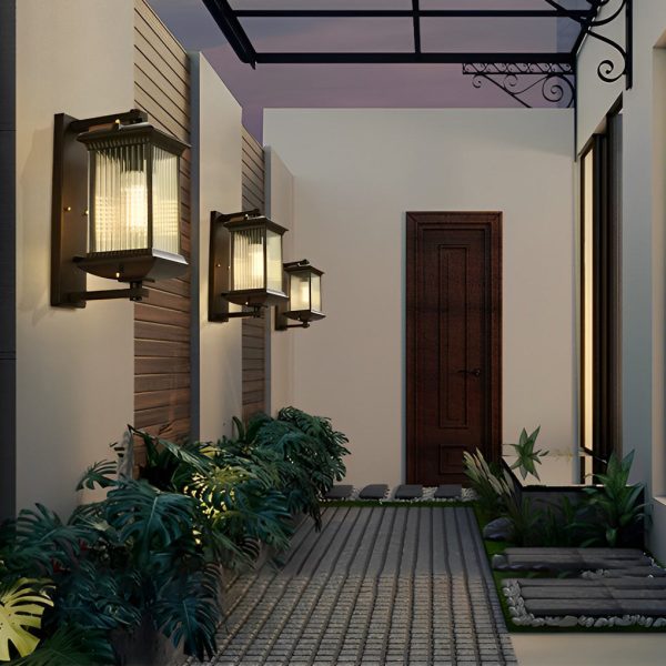 Outdoor Waterproof Creative Glass Shade Brown Retro Exterior Wall Lights - Image 2