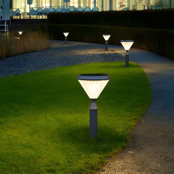 Black Solar LED Bollard Path Light for Garden - Image 3