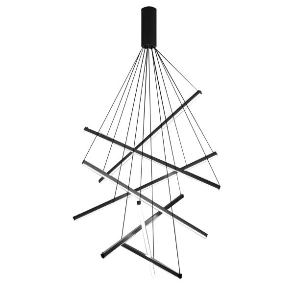 Minimalist Strip Stepless Dimming LED Black Modern Chandelier with Remote - Image 12
