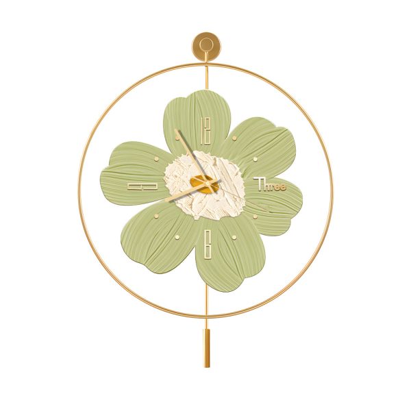 Round Metal Battery Operated LED Flower Wall Clock - Image 11