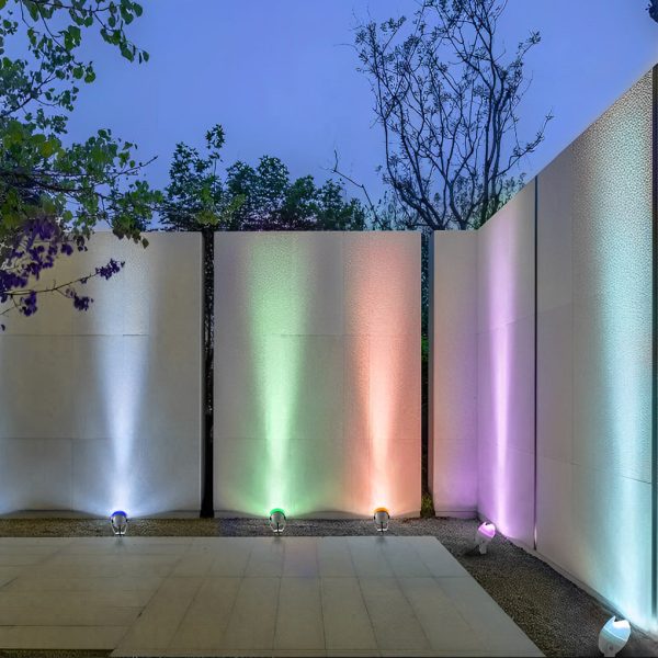 Modern Eggshell-shaped RGB Adjustable LED Outdoor Spotlight with Stake