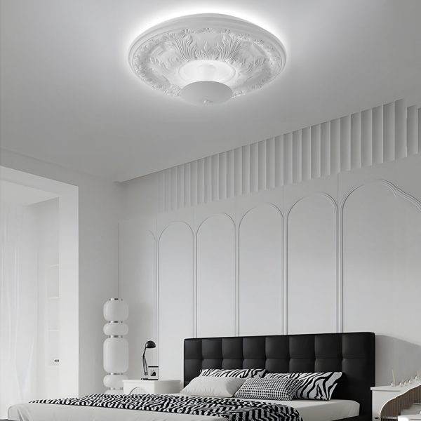 19.7-inch Round Gypsum Relief Dimmable LED Flush Mount Ceiling Light - Image 2