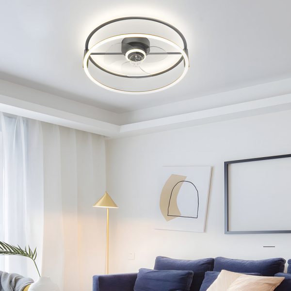 Minimalist Ring Three Step Dimming LED Mute Modern Bladeless Ceiling Fan Lights - Image 3