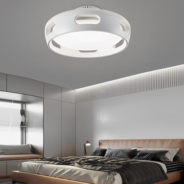Round Smart Mute Stepless Dimming White Modern Bladeless Ceiling Fans - Image 4