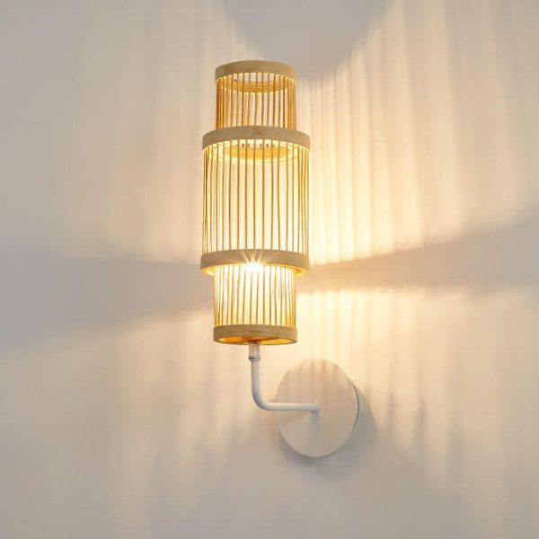 Modern Bamboo Weaving Cylindrical 1-Light Wall Sconce Lamp - Image 13