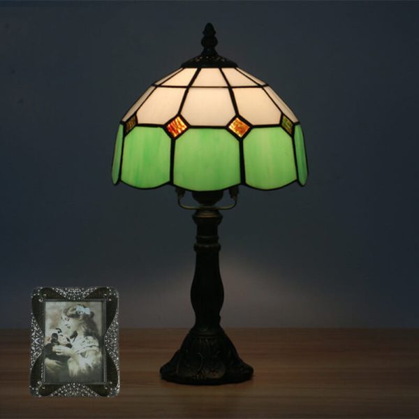 Vintage Tiffany Mediterranean Stained Glass 1-Light Table Lamp - Image 3