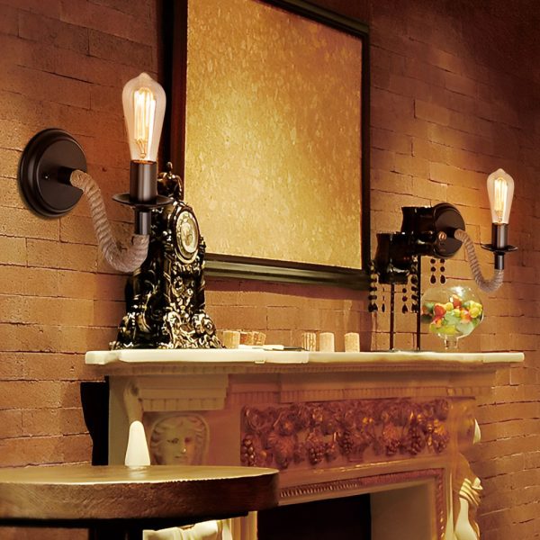 Creative Iron Rope Retro Industrial Style Wall Lamp Wall Lights Fixture - Image 3