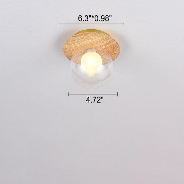Japanese Minimalist Glass Iron Woodgrain 1-Light Semi-Flush Mount Ceiling Light - Image 18