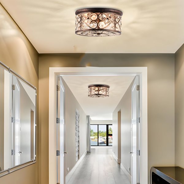 American 13 in. Drum Bronze Crystal Flush Mount Ceiling Lights - Image 2