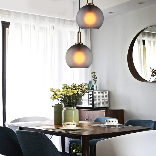Semi Globe Glass Electroplated Metal LED Industrial Style Pendant Lighting - Image 3