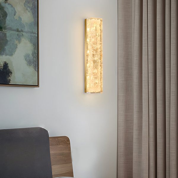 Modern Brass 1-Light LED Wall Sconces Rectangle Wall Light in Ice Resin - Image 2