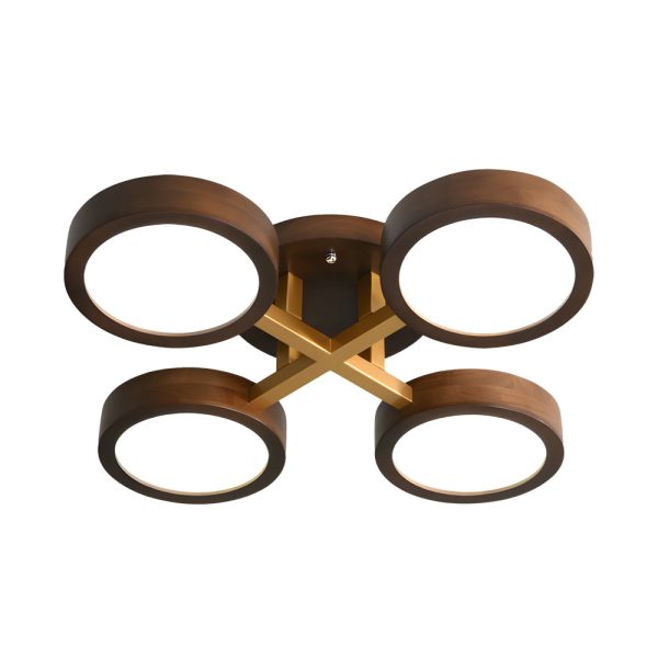Modern Sputnik 3/4/5-Light Walnut Circles Flush Mount LED Ceiling Light - Image 11