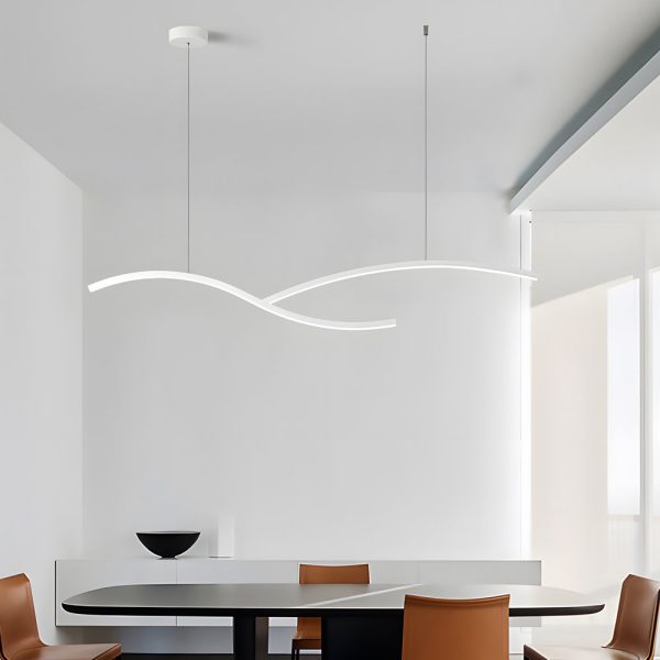 39.4"/47.2" Wide Black/White Wave Linear LED Pendant - Image 4
