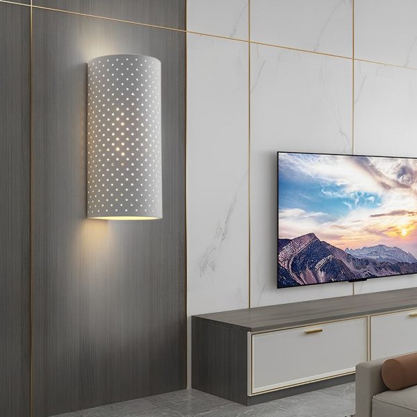 Minimalist Cylindrical Gypsum LED Waterproof White Modern Wall Lamp - Image 2
