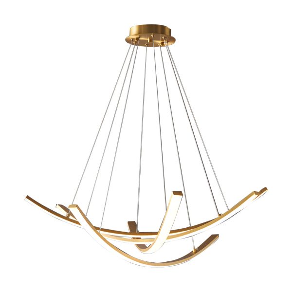 Elegant Curved Copper Strip Full-Spectrum LED Pendant Light - Image 11