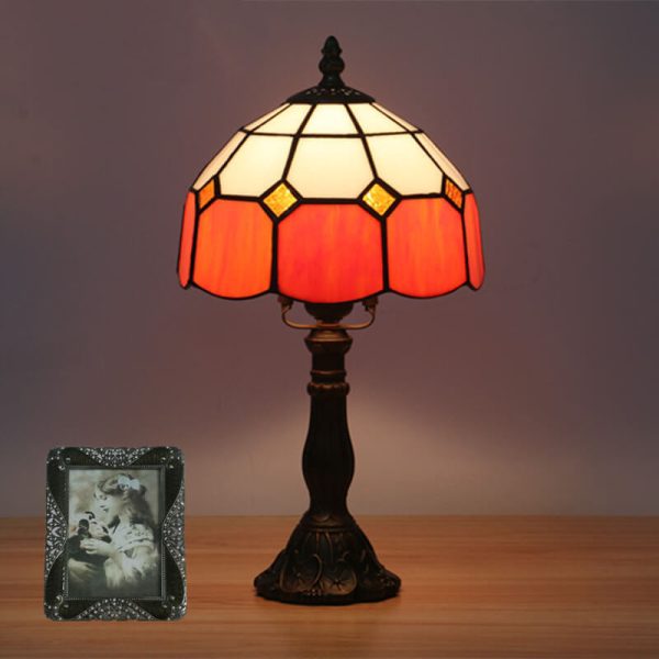 Vintage Tiffany Mediterranean Stained Glass 1-Light Table Lamp - Image 5