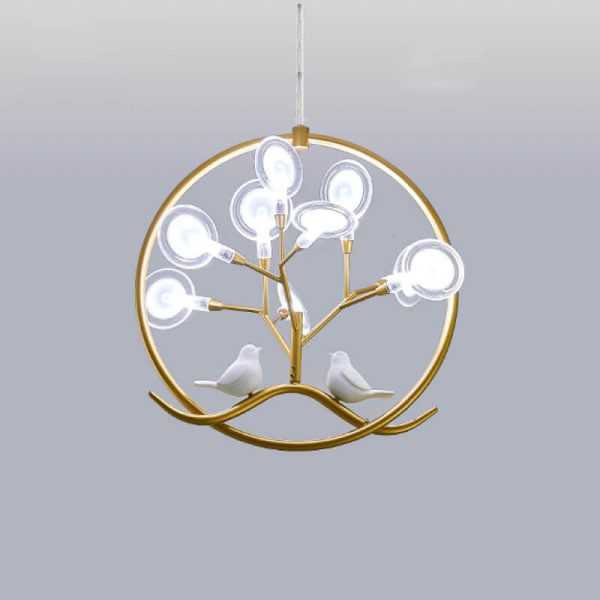 Nordic Metal Circular Bird Branch 9-Light Chandelier - Image 16