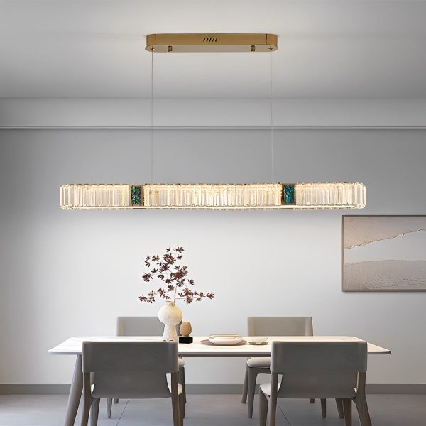 Rectangular Long Strip Stepless Dimming Crystal Dining Room Chandeliers - Image 3