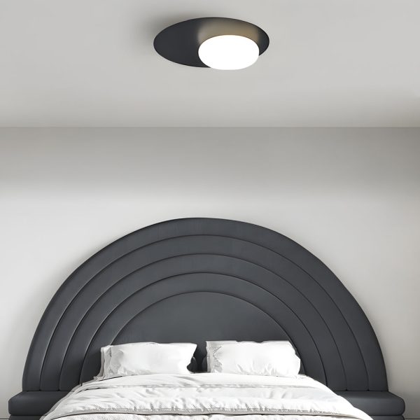 1-Light LED Oval Metal White Glass Flush Mount Ceiling Light - Image 3
