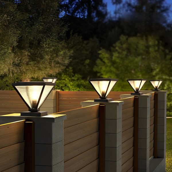 Simple Geometric Shape Waterproof Black Modern Solar Fence Post Lights - Image 2