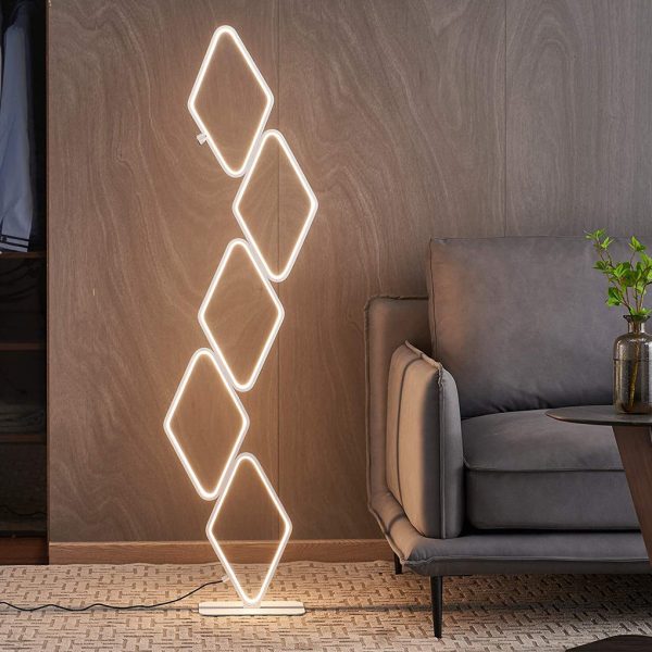 Modern Metal Square Stacked LED Floor Lamp - Image 2