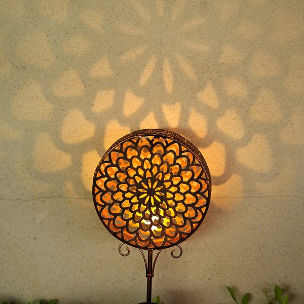 Bohemian Solar Hollow Drum Light LED Metal Outdoor Garden Lamp - Image 3