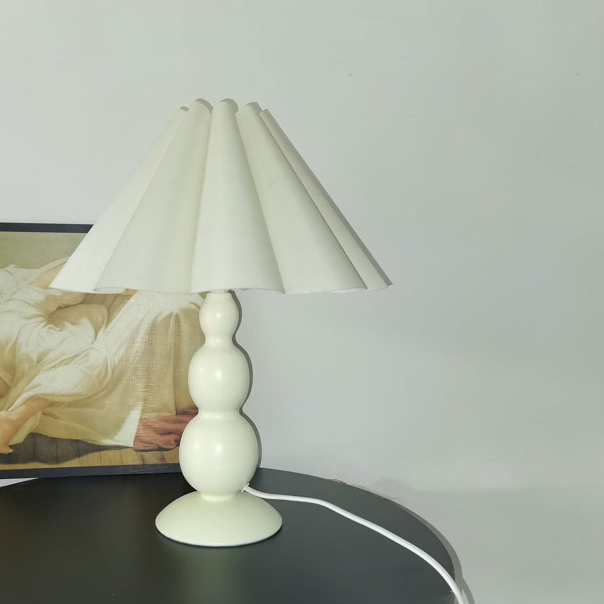 Vintage Petal Pleated Fabric Shade Gourd Base 1-Light Table Lamp - Image 5