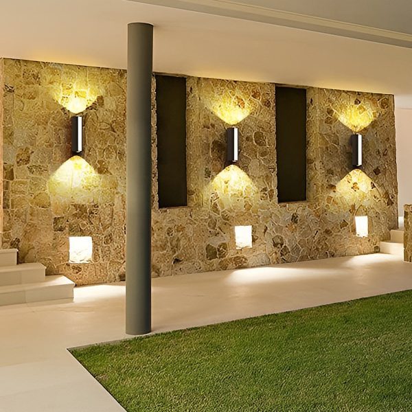 Rectangular Led Up and Down Lights Waterproof Black Modern Wall Lamp - Image 4
