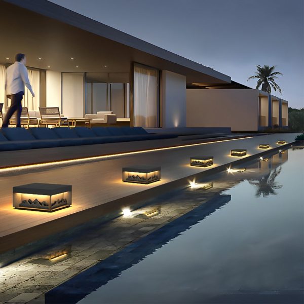 Mountain Scenery LED Waterproof Black Modern Solar Fence Post Lights - Image 5